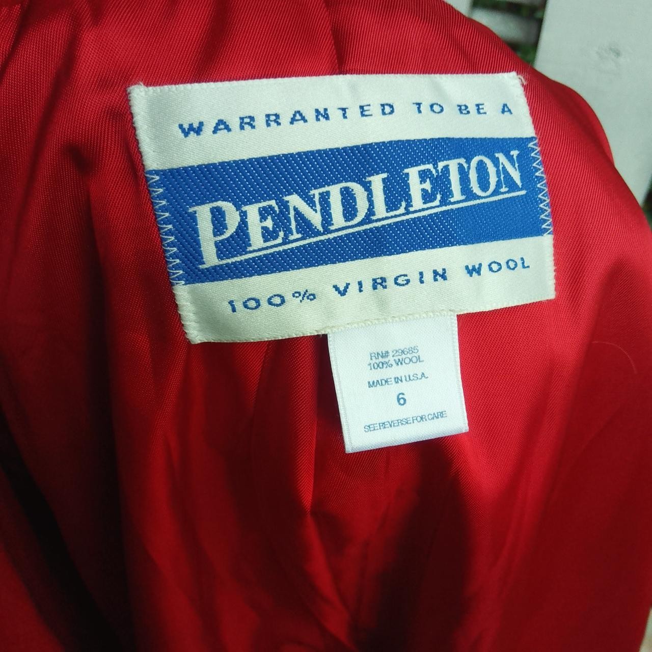 Pendleton Virgin Wool Double Breasted Red Blazer … - image 8