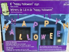 6-Foot Happy Halloween Light Up Sign for Indoor/Outdoor Use