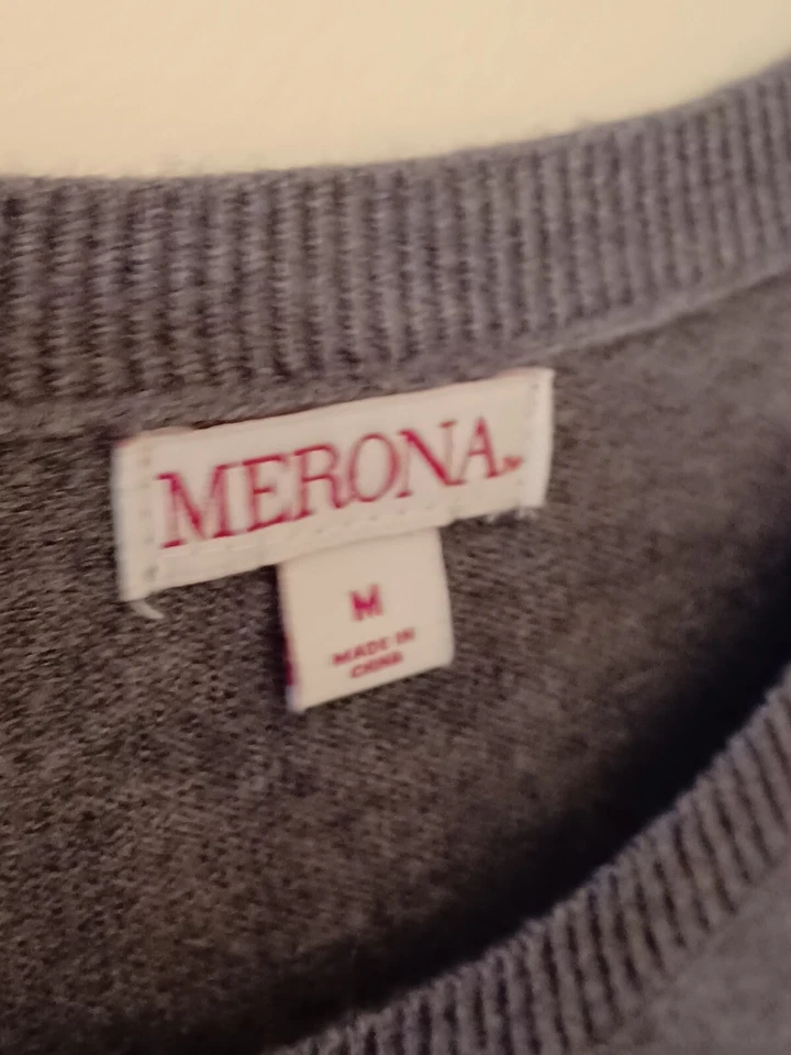 Merona NWT Gray Striped Long Sleeve Sweater Dress Sz M - Image 2 of 4