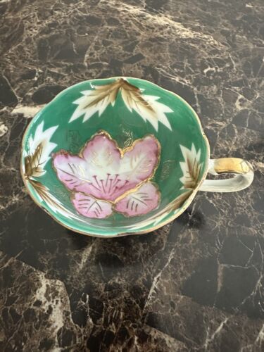Pearlized Handpainted Footed Cup By Royal Carlton 7917 Orchid Flower  - Afbeelding 1 van 6