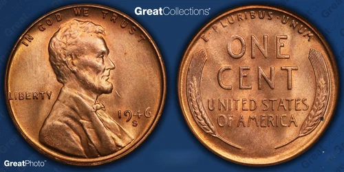 Error/Variety  1946-S/S Lincoln Cent RPM-15 ANACS MS-65 RD