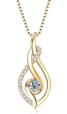 Moissanit Infinity Anhänger Halskette für Damen 925 Sterling Goldfarben Kette