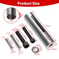 1" to 1 1/8" Engine Pulley Crank Shaft Sleeve Adapter Stainless Steel /1/4" Key