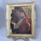 Jesus Standing At The Door Plaster Chalkware Crackle Art Wall Hanging Vintage — photo 1