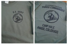 10TH MOUNTAIN Alpine PANDA COMMANDOS Camp Hale T-Shirt LARGE Army USA Printed