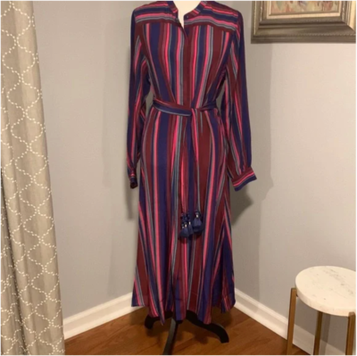 elena long sleeve dress Elena Ribbed Long Sleeve Collared Midi Dress Black / XL