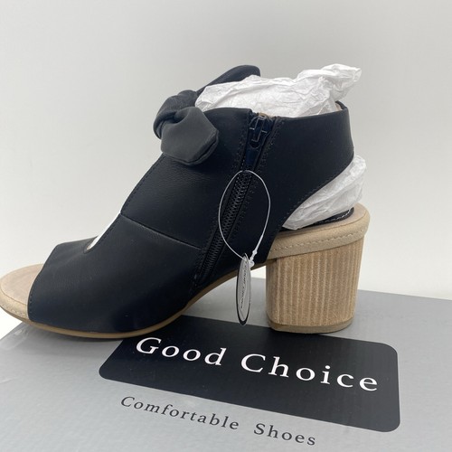 Good Choice Womens Kimora Faux Leather Bow Pumps Peep-Toe Heels Shoes 7.5 Black - 第 5/9 張圖片