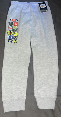 Under Armour Youth Kid s Logo Sticker Pack Jogger Sweatpants Mod Gray Sz 7 NWTS
