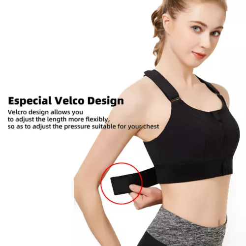 Damen Frontreißverschluss Sport Tank BH bequem & hautfreundlich Racerback Alltag - Bild 24 von 43