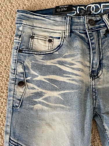 NWT Boy's LR Scoop BMD60 Light Blue Distressed Rip Moto Skinny Jeans SIZES 4-7 - Picture 7 of 11