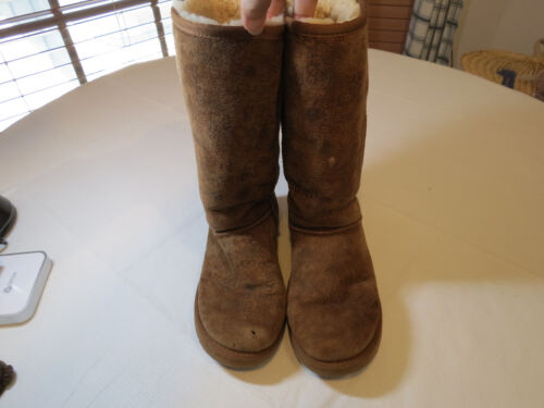 UGG 澳大利亚靴子经典高徽标5808 皮革棕色女式w7 W 7 * * 孔| eBay