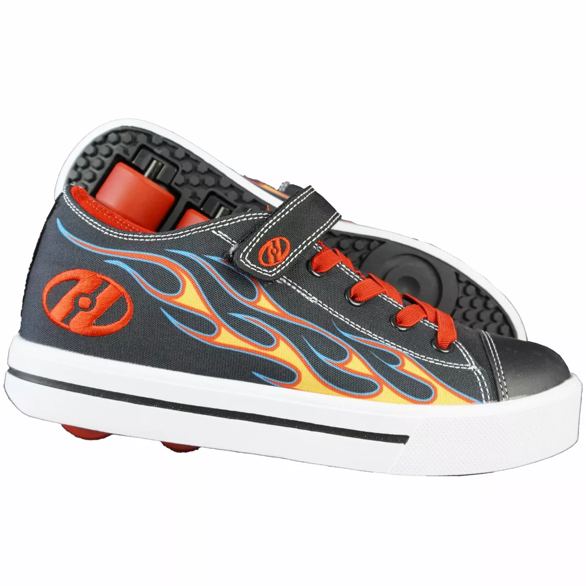 Heelys X2 Snazzy Kids Roller Skates Double Roll Shoes with 2 Rolls Flames NEW