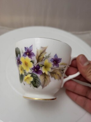 DUCHESS FINE CHINA ENGLAND TEA CUP ONLY- Yellow & Purple Flowers