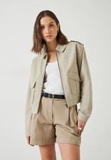 Hush Laurie Zip Up Utility Jacket Size 10 Stone Rrp £99