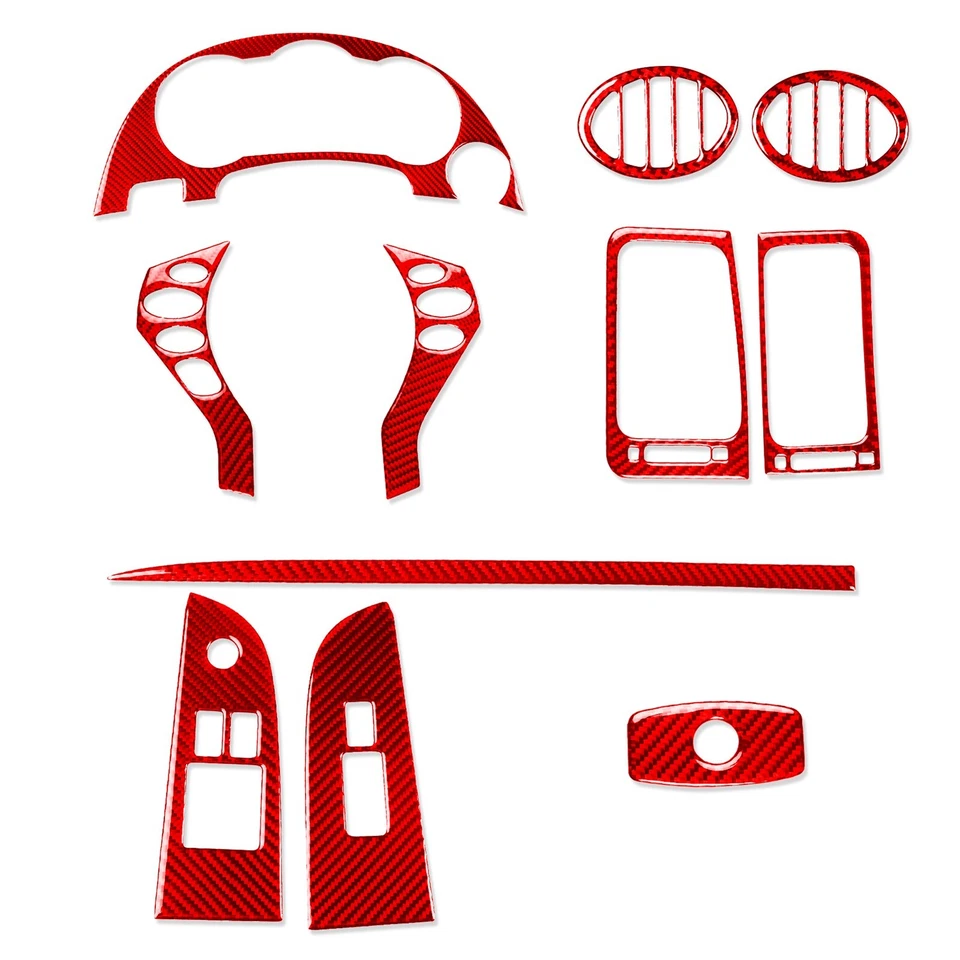 Kits de molduras interiores de tablero de fibra de carbono roja de 13 piezas para Nissan Altima Teana 2008-2012 Foto 2 de 4