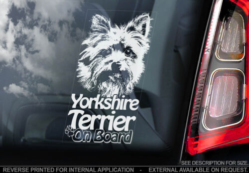 Yorkshire Terrier - Car Window Sticker - Yorkie Dog Sign Art Print Gift - TYP3 - Photo 1/1