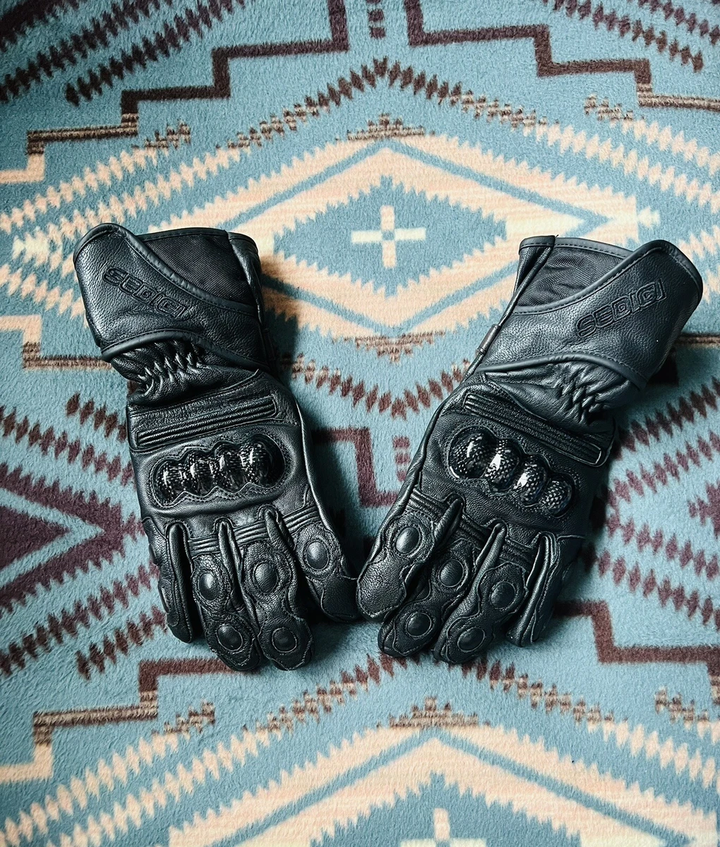 Sedici Womens Black Leather Riding Gloves With Carbon Knuckles