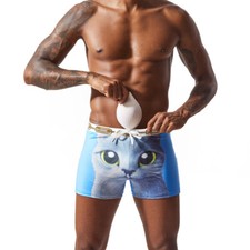 Men Summer Swim Shorts Swimwear Print Boxers Trunk Pouch Pad Cup Beach Briefs
