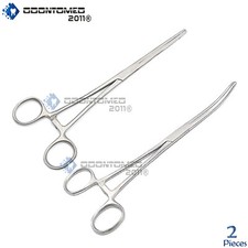 2 Pieces Rochester Pean Hemostat Locking Forceps 8" Straight  Curved Surgical