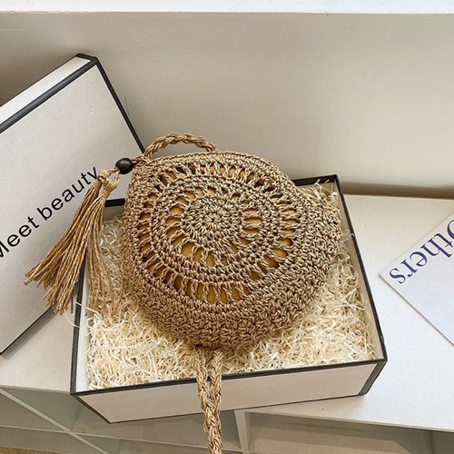 Large Capacity Straw Weave Crossbody Bag Tassel Small Beach Bag Beach - Picture 7 of 14