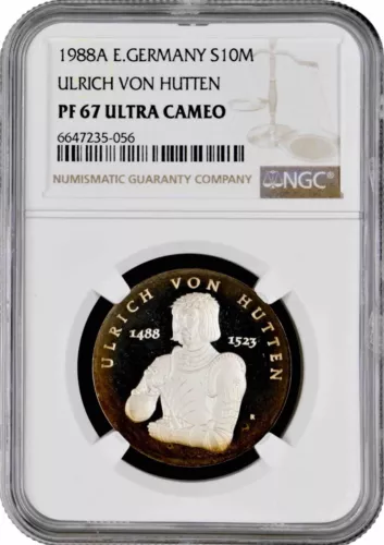 Germany - GDR 10 mark 1988, NGC PF67 UC, "Ulrich von Hutten" silver coin