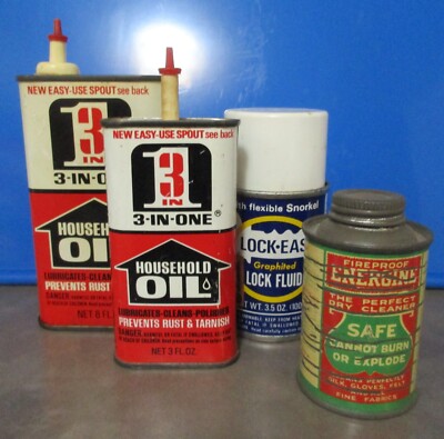 Vintage 3 In One Oil, Lock Ease & Energine Advertising Tins