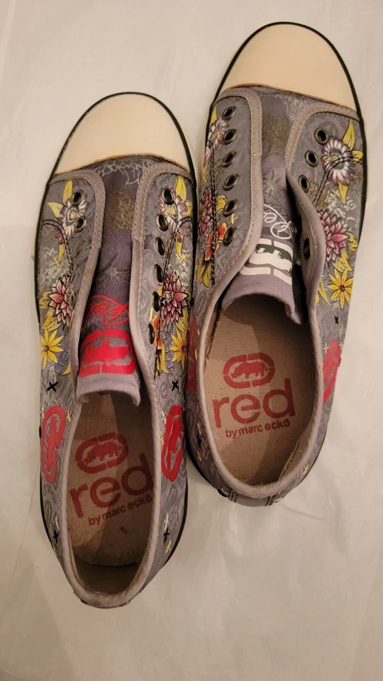 Damas Marc Ecko Rojo Rinoceronte Graffiti Flores Tenis Talla 8 Foto 4 de 4