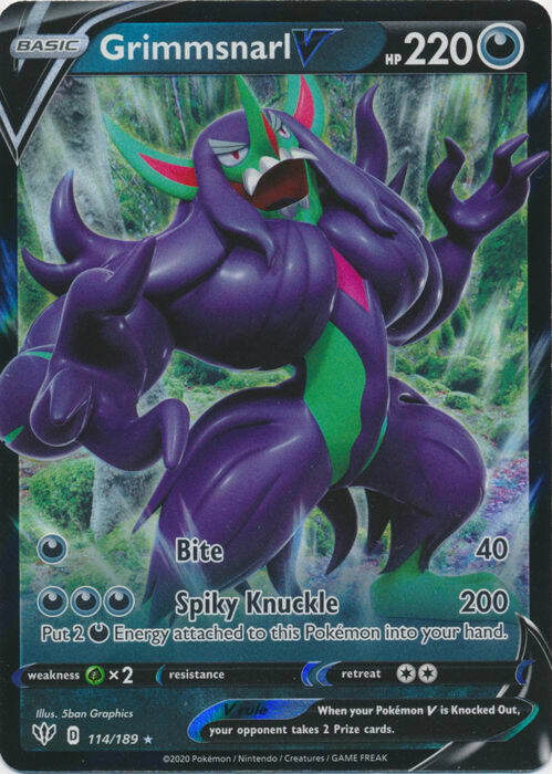 Pokemon - Grimmsnarl V - 114/189 - SWSH Darkness Ablaze - Ultra Rare - Near Mint