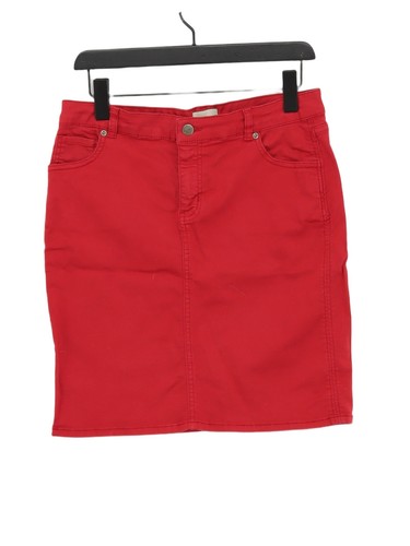 White Stuff Damen Midirock UK 10 rot Baumwolle mit Elasthan gerade & Bleistift