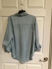 Xhilaration Women’s Xx Large Light Blue & White Shirt Polka Dots Button Down -