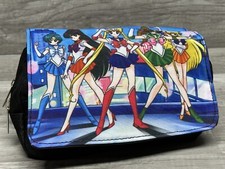 Sailor Moon Cartoon Anime Black Portable Handbag Removable Flap 2 Pocket Zippers