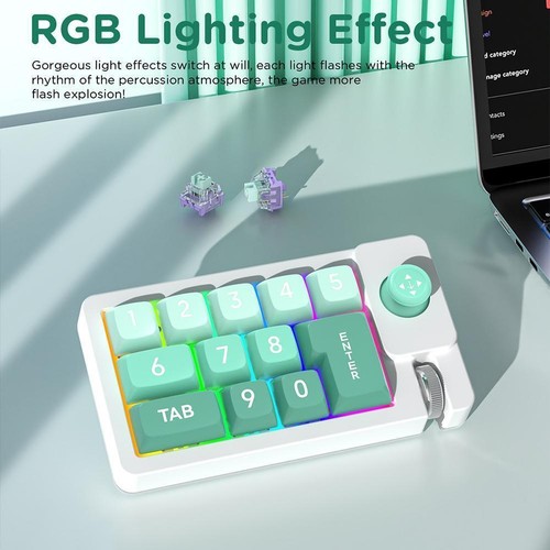 Mini USB-C Mechanical Numeric Keypad RGB Backlight D7P0 Numpad Wired Keys X9K2 - Picture 12 of 18