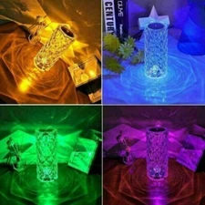 LED Crystal Table Lamp Diamond Rose Touch Atmosphere RGB Color Bedside Bar