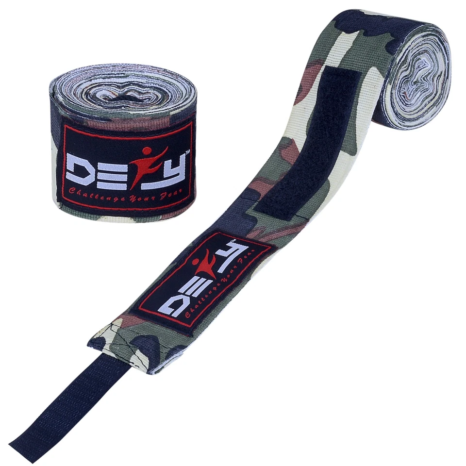 DEFY SPORTS Boxing Hand Wraps inner gloves 180" Elastic MMA Muay Thai Bandage New Pair G-Cam