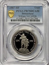 1987-HF Switzerland 1oz Platinum William Tell PCGS PR-70 DCAM 3790.00 per troy oz