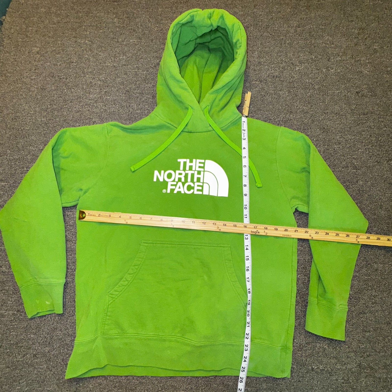 Vintage The North Face Hoodie Green Logo Y2K Large Streetwear