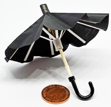 Dolls House Opening Black Umbrella Parasol 1:12 Scale Garden Accessory Tumdee