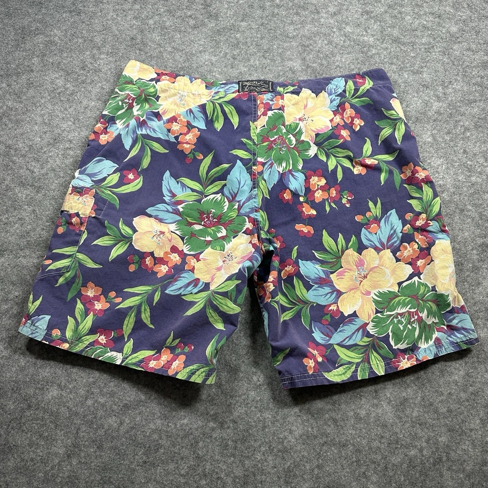VINTAGE Ralph Lauren Polo Bañador Para Hombres 38 Hawaiano Floral Board Shorts Foto 4 de 4