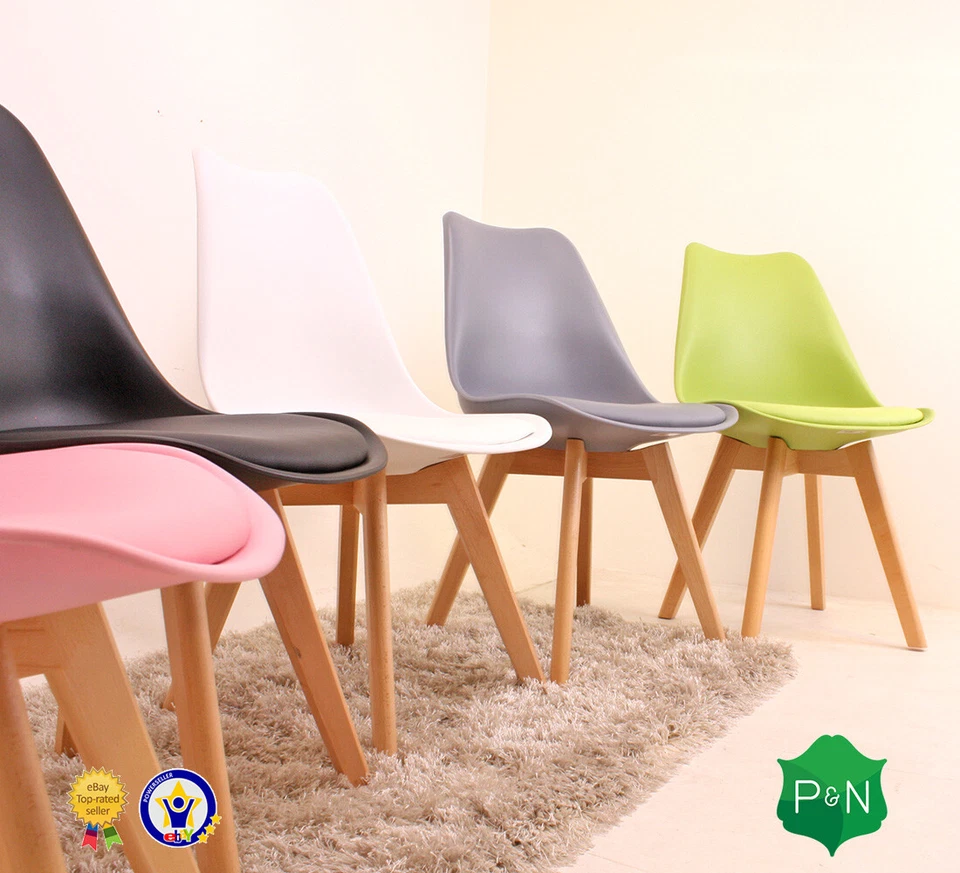 Jamie Lorenzo Silla Comedor Asiento Acolchado con Madera Patas Retro Modern Home - Imagen 4 de 4