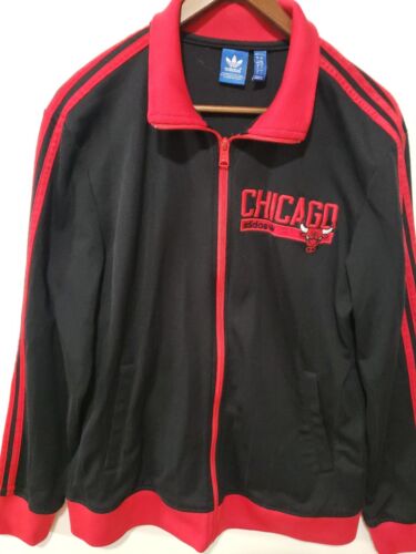 Adidas Chicago Bulls Full Zip Track Jacket Mens Size Large Striped Black