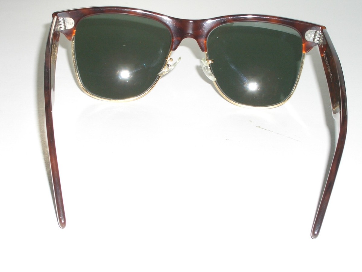 1980's 54MM VINTAGE B&L RAY-BAN W1273 TORT G15 CRYSTAL WAYFARERS