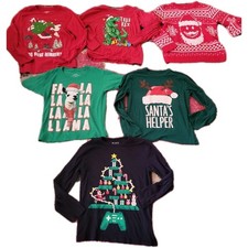 6 holiday Christmas shirts  sweater boys 7 8 Childrens Place novelty mix dino