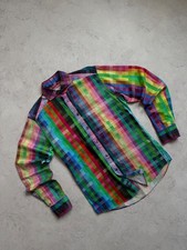 Eton Mens Multicolor Button Up Plaid Shirt Size 37 14 1/2