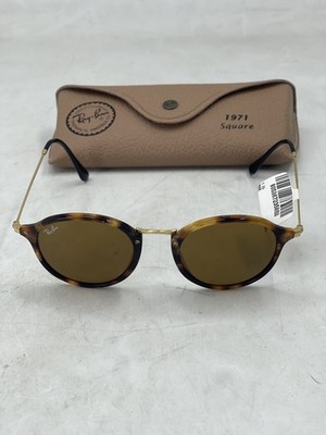 Ray Ban Men's Round Fleck Sunglasses Spotted Brown Havana / B-15 Brown