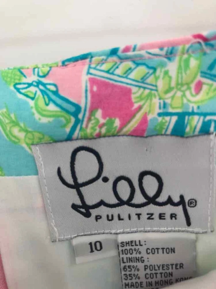 Falda Lilly Pulitzer Rosa Talla 10 Estampada Multicolor Línea A Usada Foto 3 de 3