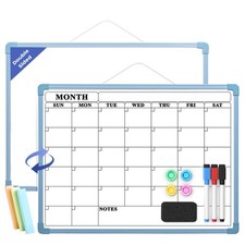 Blue Frame Whiteboard Calendar, 16" x 12" Dry Erase Board Calendar for Wall, ...