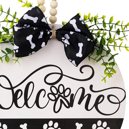Dog Welcome Sign Front Door Round Farmhouse Artificial - Picture 2 of 7