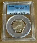 1932 D Washington Quarter ~ PCGS Graded MS 62 ~ US Coin ~ Key Date ~ LOW MINTAGE