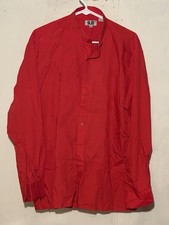Mens Wing collar Tuxedo RED Dress Shirt, 1/4 pleat Size L 16-16 1/2