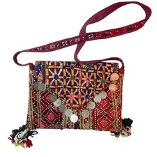 Roberta Roller Rabbit Embroidered Coin Tassel Shoulder Tribal Boho Hippie Bag